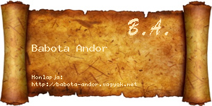 Babota Andor névjegykártya